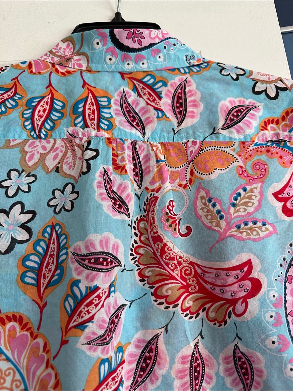 Talbots Turquoise Paisley Button-Down Shirt with Multi-Color Floral Motif - Picture 5 of 5